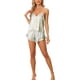 thumbnail image 2 of INSPIRAR CHIC Pijamas de Satén para Mujeres con Top de Camisón Floral y Pantalones Cortos con Volantes Conjuntos de Ropa de Dormir y Lounge M Gris, 2 of 5