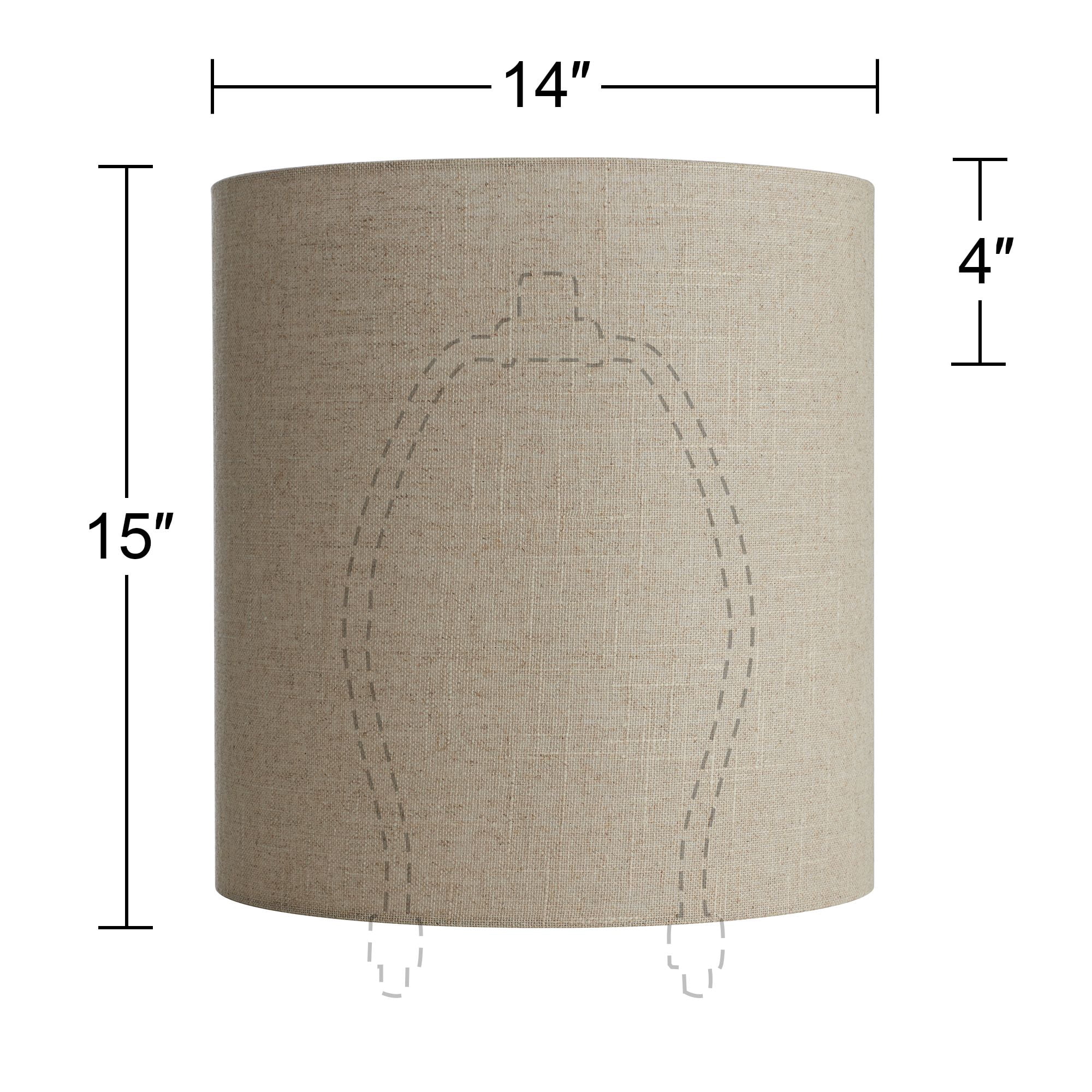 Springcrest Set of 2 Tall Drum Lamp Shades Oatmeal Medium 14" Top x 14" Bottom x 15" High Spider Replacement Harp and Finial Fitting