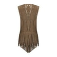 thumbnail image 3 of Cardigan Sweaters For Women Gothic Cowboy Sleeveless Long Tassel Vest Music Tank Tops Cardigan Jacket Polyester Print Cardigan Outerwear Jackets 1Pc Brown Xl Sweaters For Women, 3 of 8