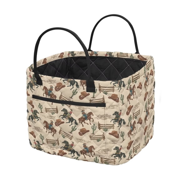 Yuyamidu Western Cowboy Fabric Laundry Basket Quilted Laundry Basket for Bedroom Portable Folding Storage Laundry Nursery Hamper 12.59'' x 11.02'' x 10.62''