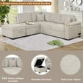 thumbnail image 5 of 84.75" Sleeper Sofa Bed, 2-in-1 Pull-Out Sofa Bed L-Shaped Couch with Storage Ottoman for Living Room, Bedroom Couch and Small Apartment, Beige, 5 of 9