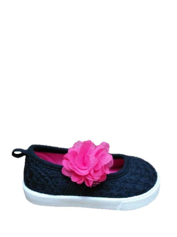 NEW Baby Girls Garanimals Pre Walk Black Flower Accent Mary Jane Shoes Size 3