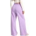 thumbnail image 6 of CYRBOKO Girls Sweatpants with Pockets, Elastic Waist Soft Casual Relaxed Fit Wide Leg Pants Purple Size 5-6 T, 6 of 6