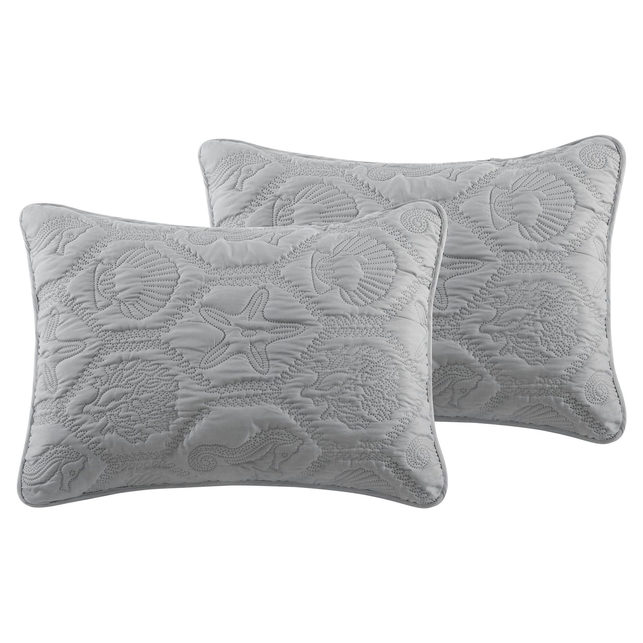 VCNY Home Shore Coastal 3-Piece Grey Textured Sealife Quilt Set, King, Adult, Unisex