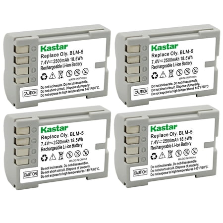 Kastar BLM5 Battery 4-Pack Replacement for Olympus BLM-5 PS-BLM5 EA-BLM5 Battery Olympus BCM-5 Charger Olympus E-1 E1 E-3 E3 E-30 E30 E-5 E5 Camera Olympus HLD-4 Battery Grip