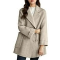 thumbnail image 2 of Coats for Women Stand Collar Solid Casual Thicken Wool Inner Lining Pocket Breasted Pea Coat,Womens Coats Plus Size Khaki XXL, 2 of 6