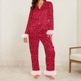 thumbnail image 4 of Valentine's Day Pajamas for Women Set Evening Lounge Womens Pajama Sets V Neck Soft Pj Set Long Sleeve Shirts Matching Pjs for Couples Hot Pink, 4 of 4