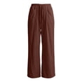 thumbnail image 4 of RUTAYY Women's Wide Leg Pants Elastic Waist Drawstring Solid Color Side Pockets Relaxed Fit Casual Trousers Coffee, 4 of 4