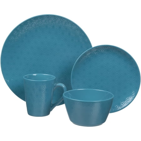 - Gaia Tablescapes Lola 16-Piece Dinnerware Set, Blue Sea