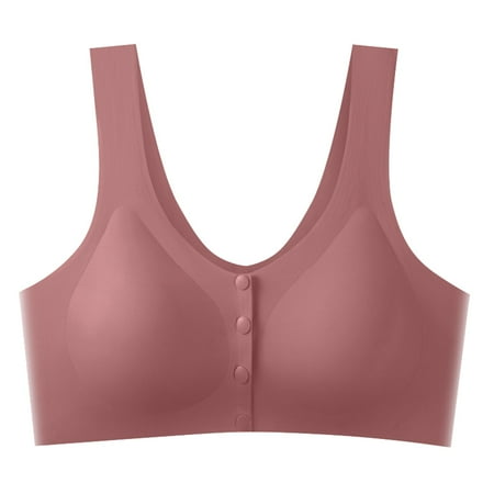 Clearance!Uooqdmx Bras for Women Nursing Bras Large Ice Silk Front Button Bra Traceless Pregnant Breastfeeding Vest Gathered Anti Drop Bra Comfortable Bras for Women Rose Gold 4XL