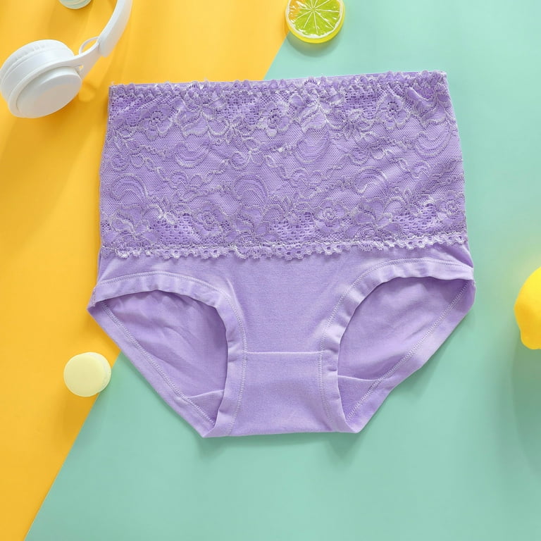 Cotton Panties Women Underwear Plus Size High Waist Seamless Briefs Sexy  Lace Underpants Fashion Panty Female Lingerie (Color : Purple Taro, Size :  1pc) : : Clothing, Shoes & Accessories