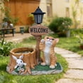 thumbnail image 6 of YIQMI Orange Tabby Cat and Rabbit Garden Statue with Solar LED Lamp, Outdoor Resin Tree Stump Planter Pot with Welcome Sign for Patio, Lawn, 6 of 7