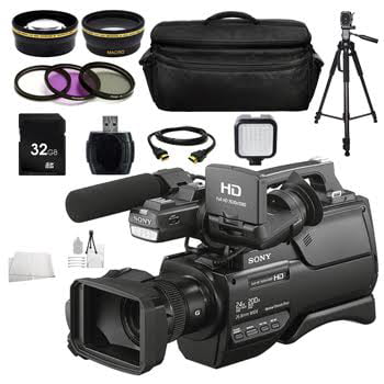 Sony HXR-MC2500 Shoulder Mount AVCHD Camcorder Case and More with 16GB Memory Card LED Light Extra Battery and Charger - Starter Bundle HXR-MC2500 UV Filter 