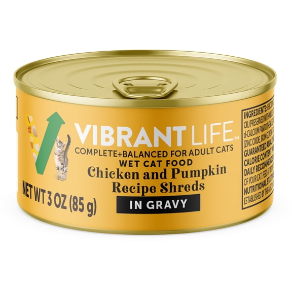Vibrant Life Chicken & Pumpkin Shreds Wet Cat Food, 3 oz Can