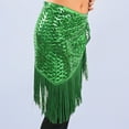 thumbnail image 4 of QHFBli Women's Sparkly Fringed Wrap Skirt, Tie Side Sequins Tassel Scarf Waist Towel for Belly Dance Festival Rave Party, 4 of 6