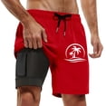 thumbnail image 1 of Mens Shorts Swim Trunks Compresssion Liner Inseam Board Shorts Bathing Suit With Pockets Mens Running Shorts Red M, 1 of 4