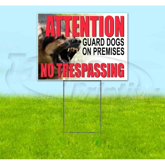 Guard Dogs On Premises (18" x 24") Yard Sign, Includes Metal Step Stake