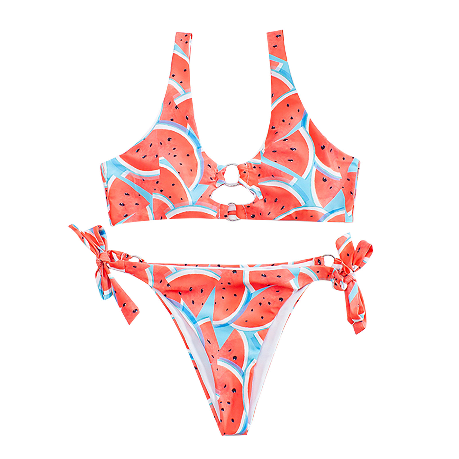 VKEKIEO TwoPiece Sets Swimsuit Sport Bra Style BackSmoothing Orange L