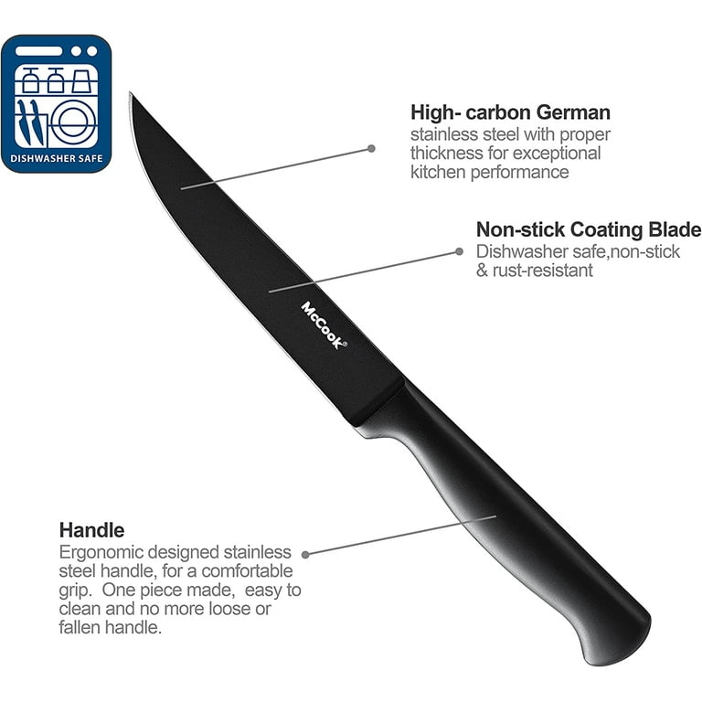 DISHWASHER SAFE MC701 Black Knife Sets of 26, Stainless Steel Kitchen  Knives Blo
