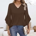 thumbnail image 2 of Yubnlvae Coffee Blouses for Women Casual 3/4 Length Sleeve Womens Tops V Neck Tshirts Shirts with Flared Sleeve, Xl, 2 of 5