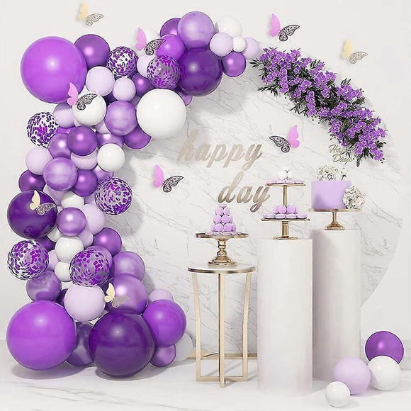 Kit Arche Guirlande de Ballons, Kit de Ballons DIY Violets pour Fête d'Anniversaire Noël et Décorations Maison 120 Pcs_Perfect Gift