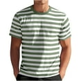 thumbnail image 1 of T-Shirt Décontracté à Rayures pour Hommes, Col Rond, Manches Courtes, Tissu Doux, Été, Décontracté et Décontracté, Vert Clair, m, 1 of 4