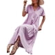 thumbnail image 5 of SAYOO , vestido suelto de manga corta para mujer, Color sólido, cuello en V, dobladillo Irregular, elegante vestido de fiesta de playa de verano, ropa de calle de vacaciones SAYOO  Casual, 5 of 9