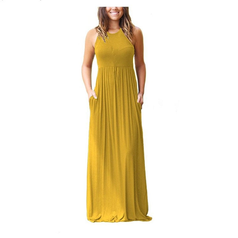 plain yellow maxi dress