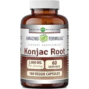 Amazing Formulas Konjac Root - 2000 mg per Serving of 3 Veggie Capsules, 180 Veggie Capsules Per Bottle - Supports Healthy Weight Management, Supports Digestive Health, Promotes Feeling of Satiety*