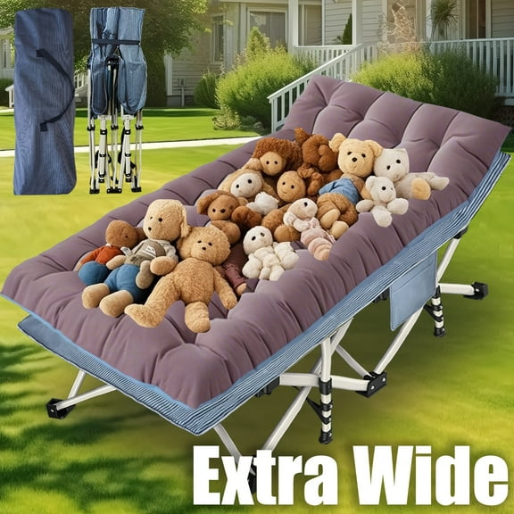 900lbs Support Oversized Folding Bed Cot, 78"LX32"WX18"H Camping Cot With Carry Bag, Portable Rollaway Guest Sleeping Cot, Outdoor Furniture>Benches