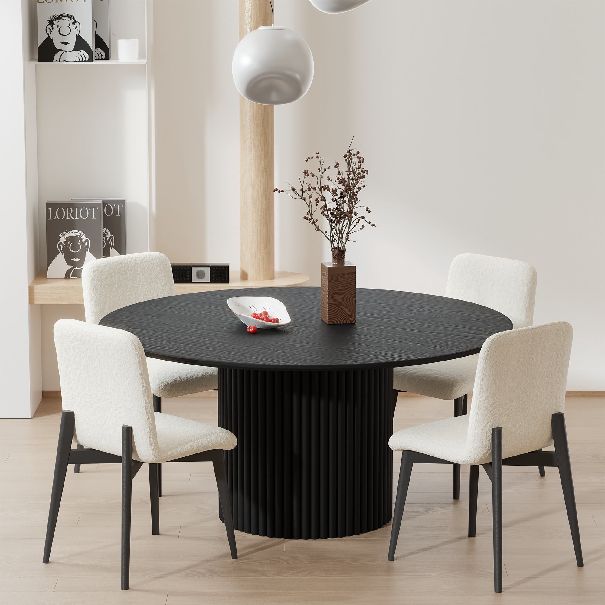 Bethea Solid Wood and Fabric Dining Chairs in Black (Set of 2)