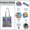 thumbnail image 4 of Reusable Canvas Tote Bag – Tropical Palm Tree Sunset Print – Vibrant Neon Aesthetic Beach Bag – Hawaiian Ocean Sunset Eco Tote – Boho Minimalist Summer Bag for Women, 4 of 6
