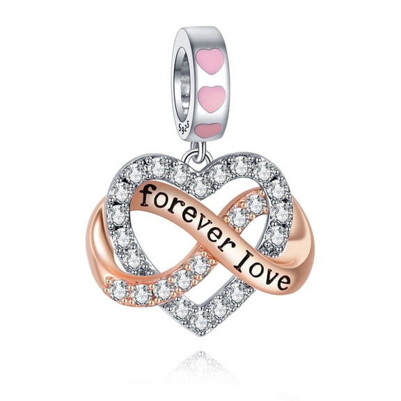 ROSIANNA 925 sterling silver Infinity Heart Dangle Forever Love w/Rose Gold