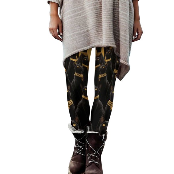 Felirenzacia Halloween Women Cat Costume Leggings High Waist Tight Pants Comfy Full Length Leggings Halloween Pajama Pants Yoga Pants
