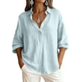 thumbnail image 4 of BXSRUTA Women's Casual Loose Long Sleeve Cardigan Open Front V-Neck Collared Soft Knit Sweater Top, 4 of 6