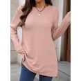 thumbnail image 7 of Mengpipi Women’s Tops Fall Spring Long Sleeve Crew Neck Textured Knit Side Slit Comfortable Casual Pullover Shirts S-2XL, 7 of 7