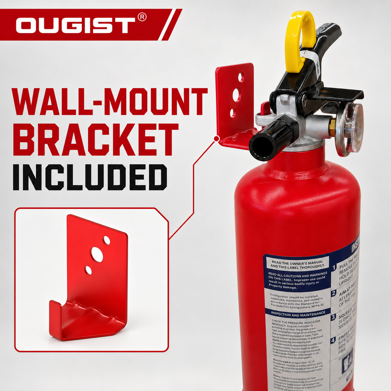 Ougist 2.5 lb ABC Fire Extinguisher with Wall Mount Bracket photo 4