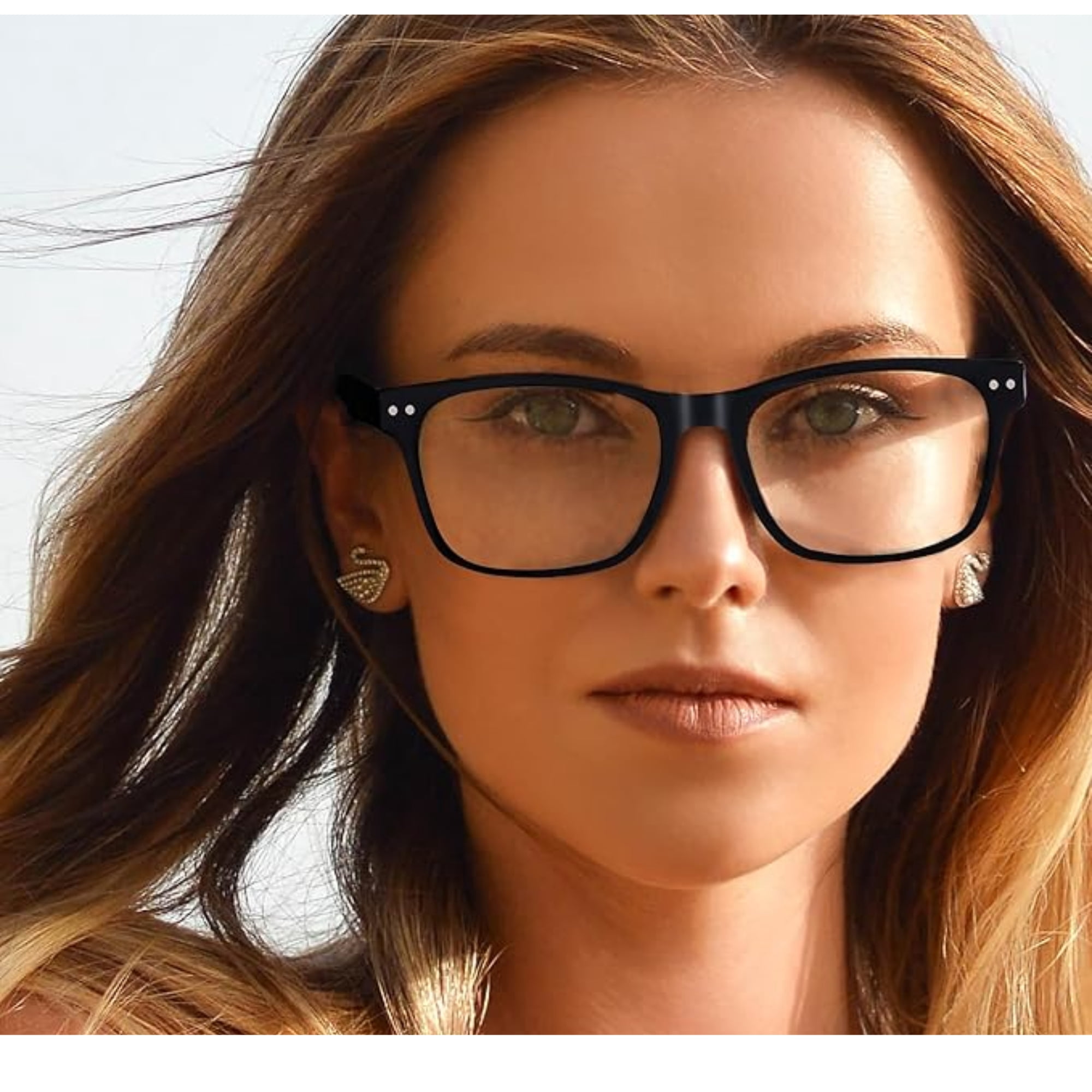 Grinderpunch Blue Light Blocking Reading Glasses for Men and Women, Retro Computer Readers, Black, 2.50