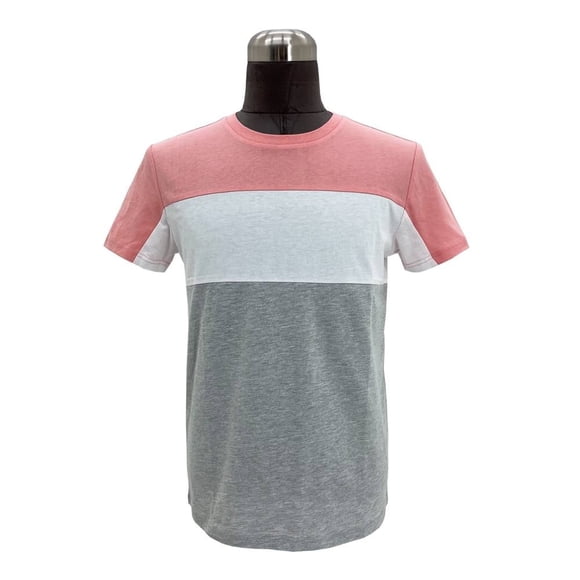 Playera George Talla EG de Bloques Gris con Rosa y Blanco