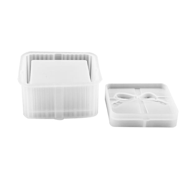 Molde de caja de regalo Molde de caja de almacenamiento de joyería de silicona Molde de fabricación de artesanía reutilizable antiadherente, Cuadrado Inevent HA001990-04