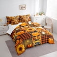 thumbnail image 3 of Manfei Autumn Rustic Pumpkin 7-Piece Bedding Comforter Set,Fall Sunflower King Bedding Sets,Patchwork Geometric Plaid Bed Sheets For Teens,Luxury Bedroom Decor Reversible, 3 of 8