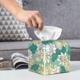 thumbnail image 4 of Leather Tissue Box Cover Square - Lotus Flower1 Waterproof Tissue Box Holder Paper Case Organizer Dispenser for Modern Home Office Room Home Bathroom Decor, 4 of 7