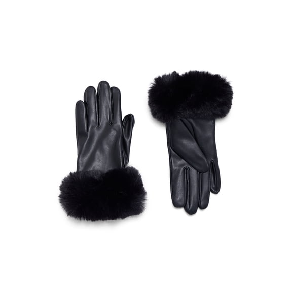 Time and Tru Women's Faux Fur Gloves, Black, Sizes S/M-L/XL