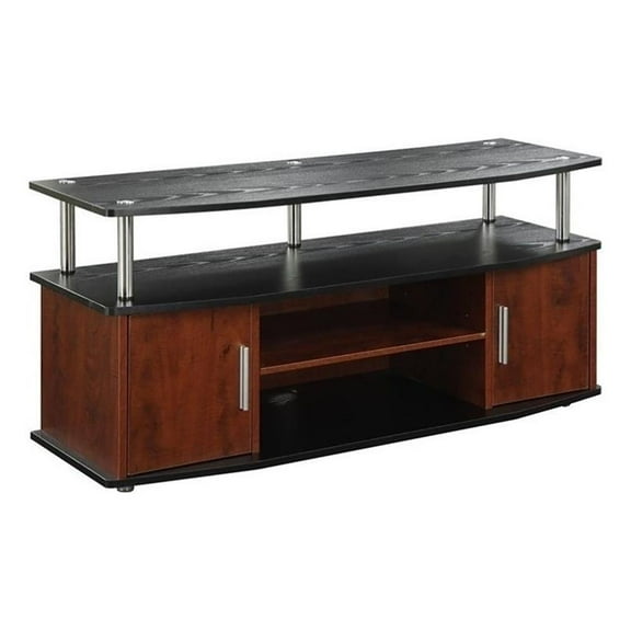 Pemberly Row Modern Wood TV Stand for TVs up to 48" in Cherry/Black
