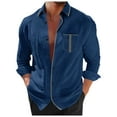 thumbnail image 1 of Chemise à Manches Longues pour Hommes Patchwork Col Décontracté Cardigan de Vacances pour Automne Hiver Superposition, 1 of 4