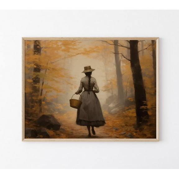 Rustic Fall Wall Decor Woman Fall Forest Painting, Fall Art Vintage Autumn Wall Print Autumn Decor, Thanksgiving Print, Rfw1 Wall Art, Modern Wall Decor, 8x12 UNFRAMED