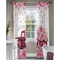 thumbnail image 4 of Valentine's Day Sheer Curtains 84 Inch Length 2 Panels Set for Living Room/Bedroom, Pink Love Roses Truck Romantic White Kitchen Curtains Grommet Semi-Sheer Curtains Window Treatments 52"x84"x2, 4 of 7