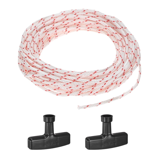 Cuerda de arranque de retroceso Uxcell 2.5mm 10m Cuerda de nylon con mangos Blanco Rojo, Negro