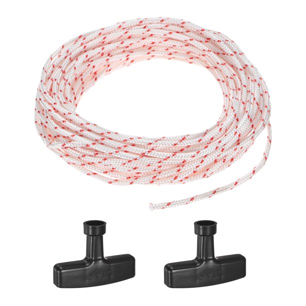 Cuerda de arranque de retroceso Uxcell 2.5mm 10m Cuerda de nylon con mangos Blanco Rojo, Negro