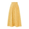 thumbnail image 6 of oqasdz Floral Prints Midi Skirt Boho Flowy Elastic High Waist A Line Skirt Bow Linen Flared Summer Beach Long Skirts for Women with Pockets, 6 of 6